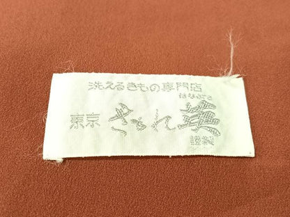 平和屋着物●洗える最高級着物 ＜英＞はなぶさ謹製 色無地 赤銅色 鬼しぼ縮緬 CABC2650vp