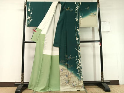 平和屋着物●皇室デザイナー 中村乃武夫 訪問着 立波槍梅文 暈し染め 金彩 正絹 逸品 CABC2657vp