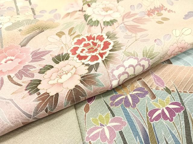 平和屋着物●伝統工芸士 吉岡肇 訪問着 流水板橋花文 暈し染め 金彩 反端付き 正絹 逸品 CABC2660vp