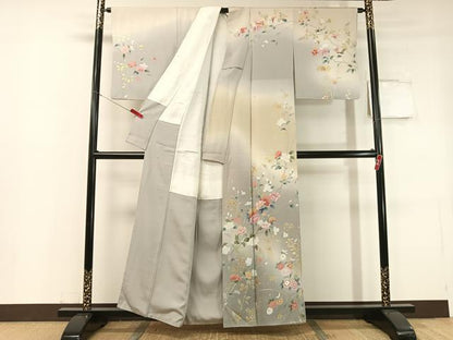 平和屋着物●訪問着 草花文 暈し染め 金銀彩 正絹 逸品 CABC2661vp