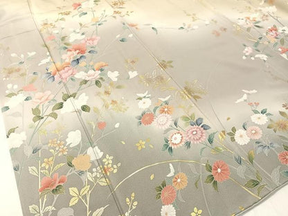 平和屋着物●訪問着 草花文 暈し染め 金銀彩 正絹 逸品 CABC2661vp