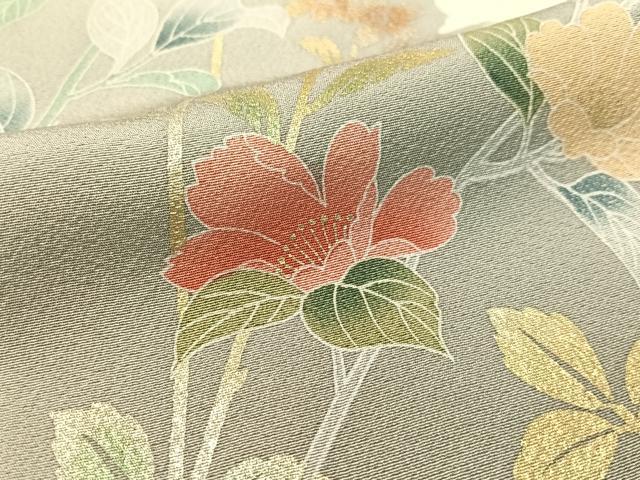 平和屋着物●訪問着 草花文 暈し染め 金銀彩 正絹 逸品 CABC2661vp