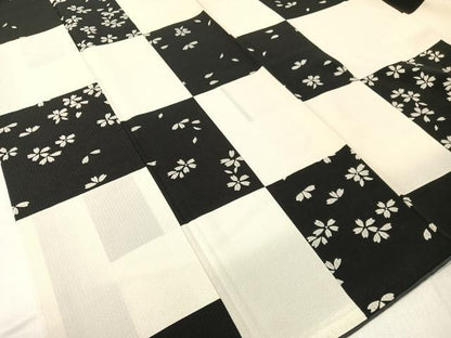 平和屋着物●上質な小紋 市松舞桜 正絹 逸品 CABC2663vp