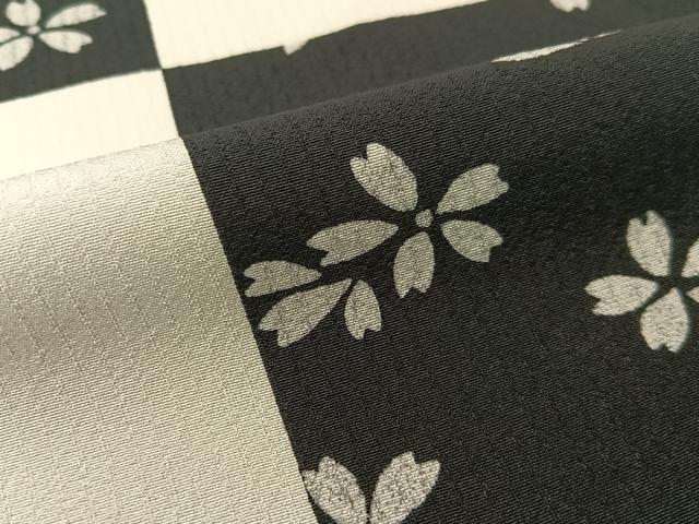 平和屋着物●上質な小紋 市松舞桜 正絹 逸品 CABC2663vp
