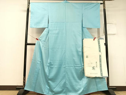 平和屋着物●洗える最高級着物 ＜英＞はなぶさ謹製 色無地 空色 たとう紙付き 背抜き仕立て CABC2664vp