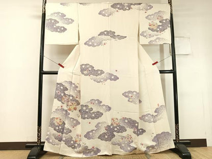 平和屋着物●訪問着 作家物 駒刺繍 雲取り花丸文 金彩 正絹 逸品 CABC2666vp