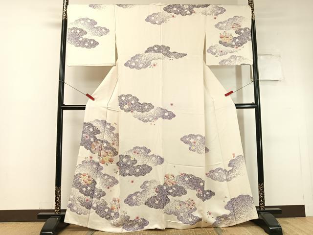 平和屋着物●訪問着 作家物 駒刺繍 雲取り花丸文 金彩 正絹 逸品 CABC2666vp