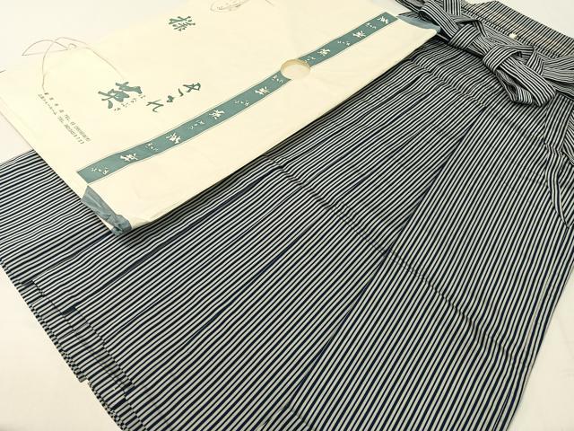 平和屋着物●男性 洗える最高級着物 ＜英＞はなぶさ謹製 行燈袴 縞 たとう紙付き CABC2667vp