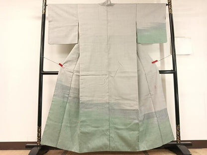 平和屋着物●訪問着 生紬 作家物 刺繍 霞露草文 金彩 正絹 逸品 CABC2668vp