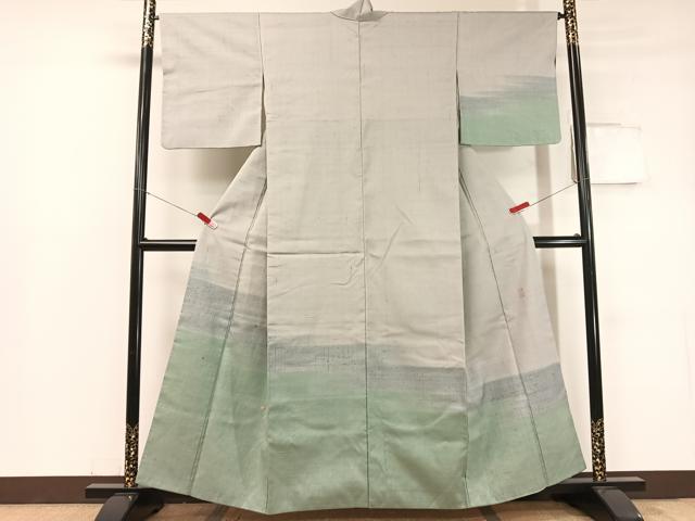 平和屋着物●訪問着 生紬 作家物 刺繍 霞露草文 金彩 正絹 逸品 CABC2668vp