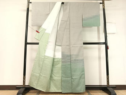 平和屋着物●訪問着 生紬 作家物 刺繍 霞露草文 金彩 正絹 逸品 CABC2668vp