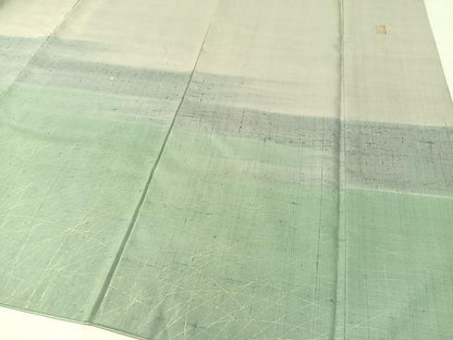 平和屋着物●訪問着 生紬 作家物 刺繍 霞露草文 金彩 正絹 逸品 CABC2668vp