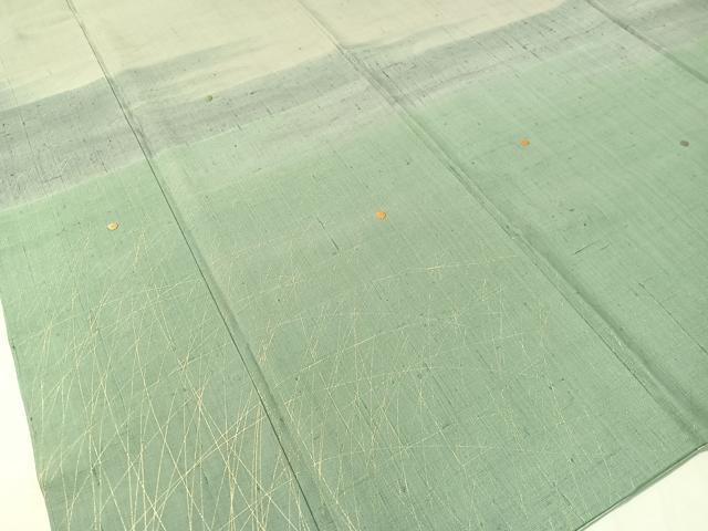平和屋着物●訪問着 生紬 作家物 刺繍 霞露草文 金彩 正絹 逸品 CABC2668vp