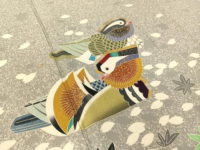 平和屋着物●人間国宝 羽田登喜男 TOKIOetTOKI 訪問着 鴛鴦枝垂れ花文 たたき染め 金銀彩 正絹 逸品 CABC2669vp