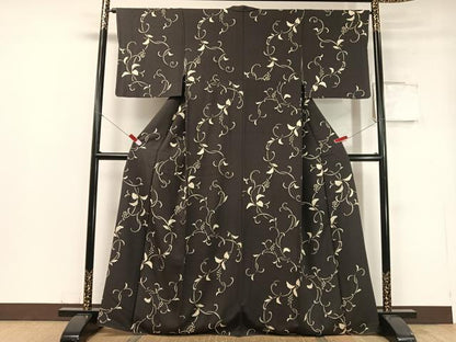 平和屋着物●上質な小紋 葡萄唐草文 金彩 正絹 逸品 CABC2670vp