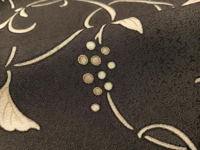 平和屋着物●上質な小紋 葡萄唐草文 金彩 正絹 逸品 CABC2670vp