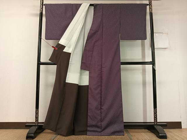 平和屋着物●紋屋井関 御寮織 お召 桐竹鳳凰文 褐色 正絹 逸品 CABC2672vp
