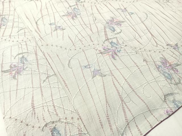 平和屋着物●本場大島紬　白大島　絞り　大山謹製　草花文　証紙付き　正絹　逸品　CABC2673vp