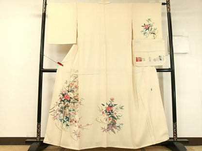 平和屋着物●本加賀友禅作家 岡本幸治 訪問着 枝花文 証紙付き 正絹 逸品 未使用 CABC2674vp