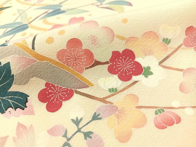 平和屋着物●本加賀友禅作家 岡本幸治 訪問着 枝花文 証紙付き 正絹 逸品 未使用 CABC2674vp