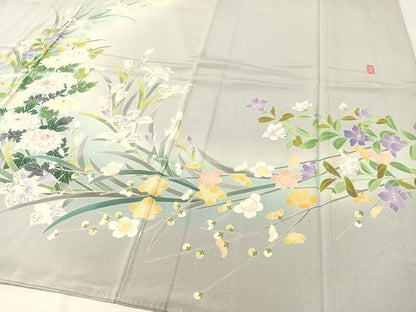 平和屋着物●訪問着 友禅 作家物 乱菊 暈し染め 正絹 逸品 未使用 CABC2675vp