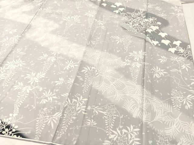 平和屋着物●訪問着 駒刺繍 手描き 道長藤蔦の葉文 暈し染め 正絹 逸品 CABC2676vp