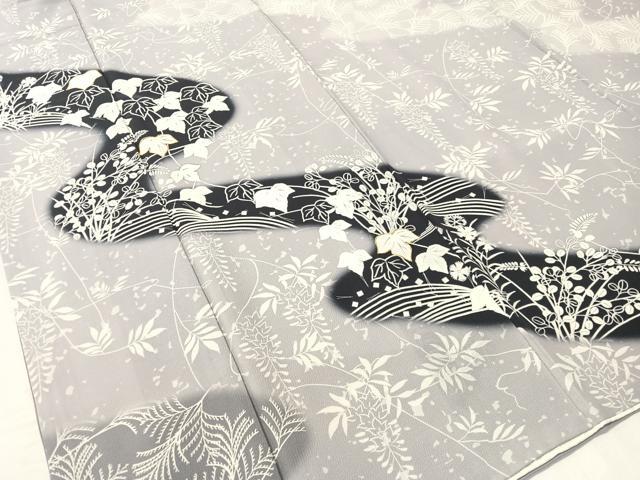 平和屋着物●訪問着 駒刺繍 手描き 道長藤蔦の葉文 暈し染め 正絹 逸品 CABC2676vp