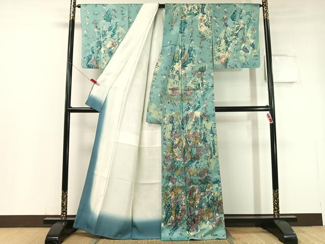 平和屋着物●訪問着 ろうけつ染め 幾何学文様 正絹 逸品 CABC2678vp