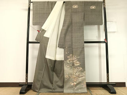 平和屋着物●染織の名門 しょうざん 生紬 訪問着 御所解文 正絹 逸品 CABC2680vp