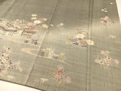 平和屋着物●染織の名門 しょうざん 生紬 訪問着 御所解文 正絹 逸品 CABC2680vp