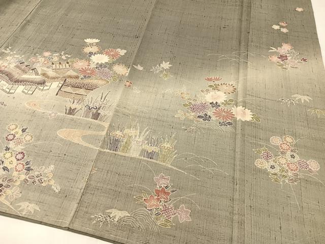 平和屋着物●染織の名門 しょうざん 生紬 訪問着 御所解文 正絹 逸品 CABC2680vp