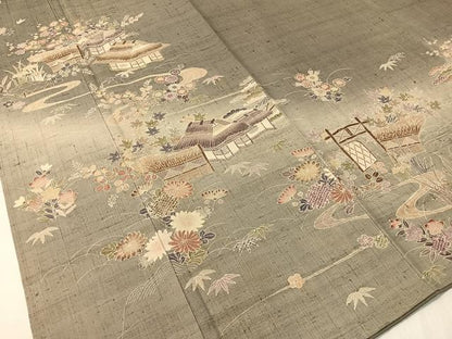 平和屋着物●染織の名門 しょうざん 生紬 訪問着 御所解文 正絹 逸品 CABC2680vp