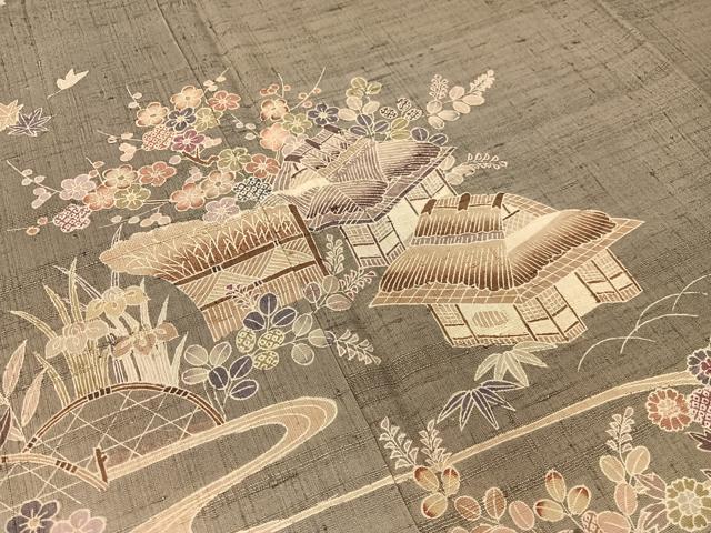 平和屋着物●染織の名門 しょうざん 生紬 訪問着 御所解文 正絹 逸品 CABC2680vp