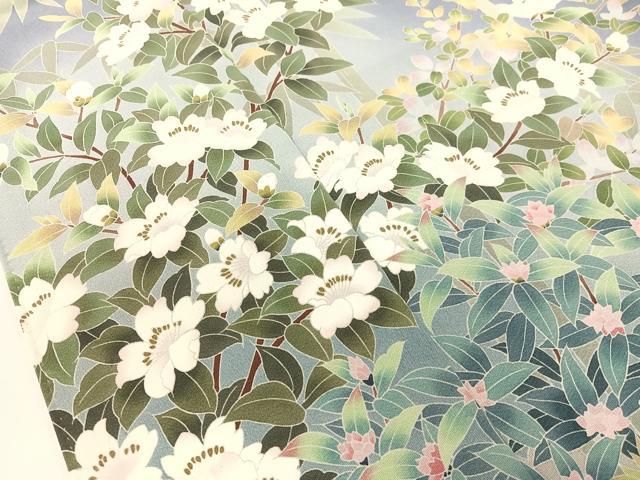 平和屋着物●十日町友禅作家　岡村蒼風　訪問着　草花文　暈し染め　正絹　逸品　CABC2682vp
