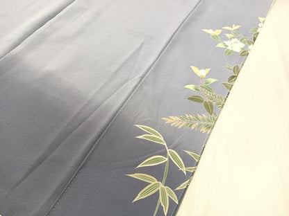 平和屋着物●十日町友禅作家　岡村蒼風　訪問着　草花文　暈し染め　正絹　逸品　CABC2682vp