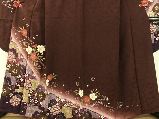 平和屋着物●豪華振袖 市松舞桜 暈し染め 金銀彩 正絹 逸品 CABC2687vp