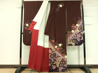 平和屋着物●豪華振袖 市松舞桜 暈し染め 金銀彩 正絹 逸品 CABC2687vp