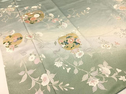 平和屋着物●訪問着 更紗花唐草文 暈し染め 金銀彩 ロング丈 正絹 逸品 未使用 CABC2689vp