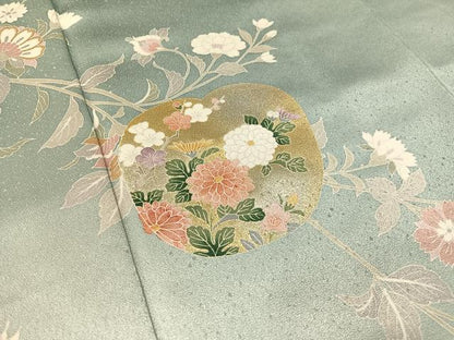 平和屋着物●訪問着 更紗花唐草文 暈し染め 金銀彩 ロング丈 正絹 逸品 未使用 CABC2689vp