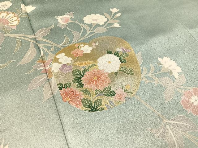 平和屋着物●訪問着 更紗花唐草文 暈し染め 金銀彩 ロング丈 正絹 逸品 未使用 CABC2689vp