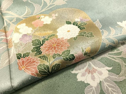 平和屋着物●訪問着 更紗花唐草文 暈し染め 金銀彩 ロング丈 正絹 逸品 未使用 CABC2689vp