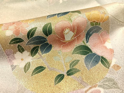 平和屋着物●訪問着 更紗花唐草文 暈し染め 金銀彩 ロング丈 正絹 逸品 未使用 CABC2689vp