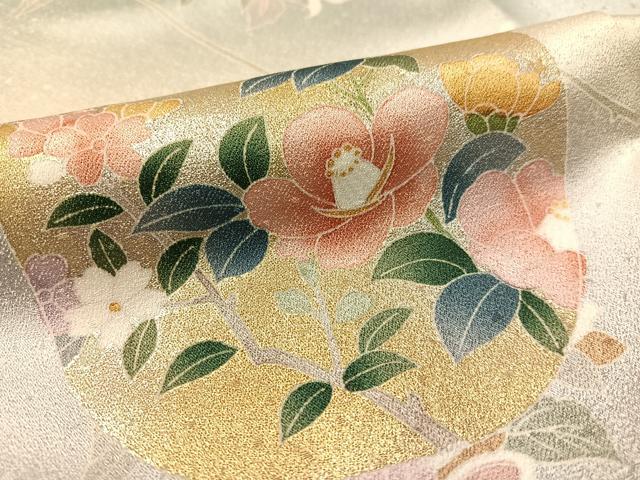 平和屋着物●訪問着 更紗花唐草文 暈し染め 金銀彩 ロング丈 正絹 逸品 未使用 CABC2689vp