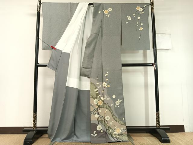 平和屋着物●訪問着 刺繍 道長槍梅文 金彩 正絹 逸品 CABC2690vp