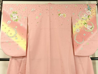 平和屋着物●小振袖 舞花丸文 暈し染め 洗える着物 CABC2694vp
