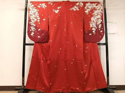 平和屋着物●小振袖 枝垂れ花 暈し染め 銀通し地 洗える着物 CABC2695vp