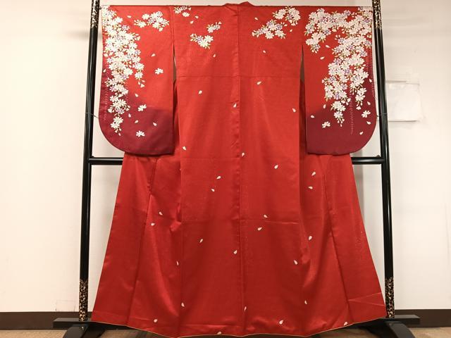 平和屋着物●小振袖 枝垂れ花 暈し染め 銀通し地 洗える着物 CABC2695vp