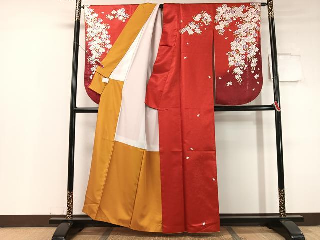 平和屋着物●小振袖 枝垂れ花 暈し染め 銀通し地 洗える着物 CABC2695vp