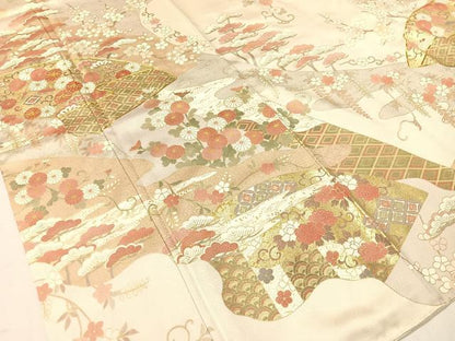 平和屋着物●訪問着 駒刺繍 道長吉祥花文 金彩 正絹 逸品 CABC2697vp