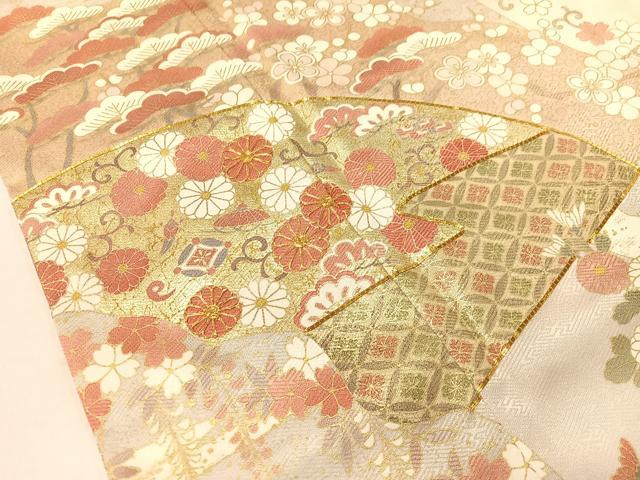 平和屋着物●訪問着 駒刺繍 道長吉祥花文 金彩 正絹 逸品 CABC2697vp